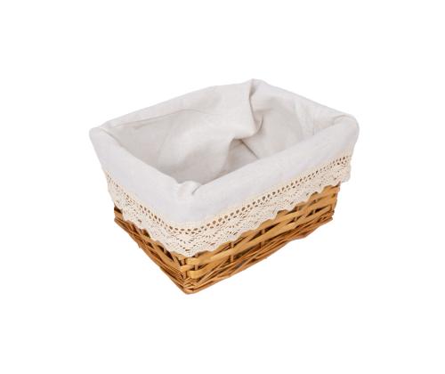 Korv MAX, 24x18xH12cm, helepruun punutis, pitsiga kangas