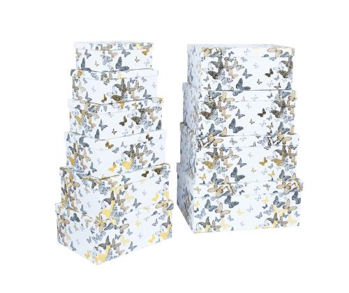 Pappkarp DIANA-2 kaanega 35x27xH15,7cm, valgel põhjal liblikad