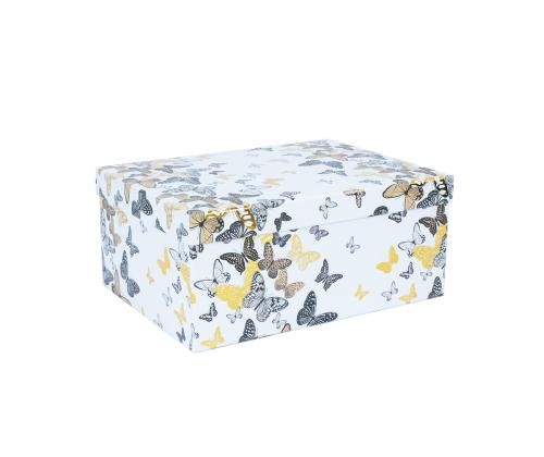 Pappkarp DIANA-3 kaanega 33x25,5xH14,5cm, valgel põhjal liblikad