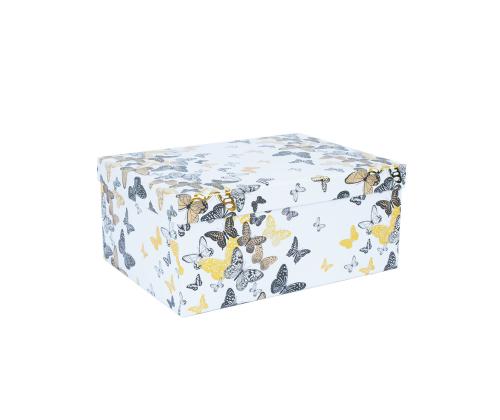 Pappkarp DIANA-6 kaanega 27x20xH12cm, valgel põhjal liblikad