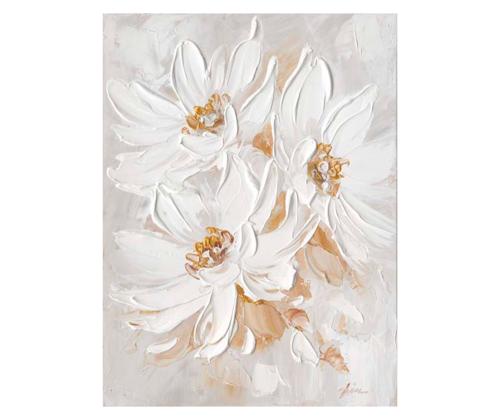 Õlimaal 60x80cm, kolm valget õit