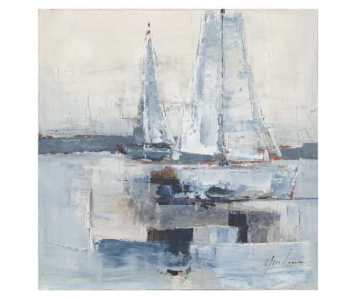 Õlimaal 100x100cm, purjekad merel