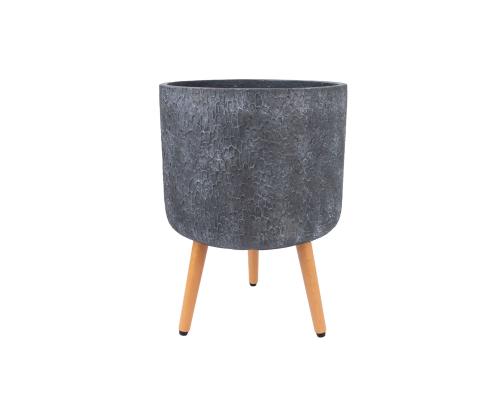 Lillepott EDEN D37xH30cm, jalgadel, tumehall