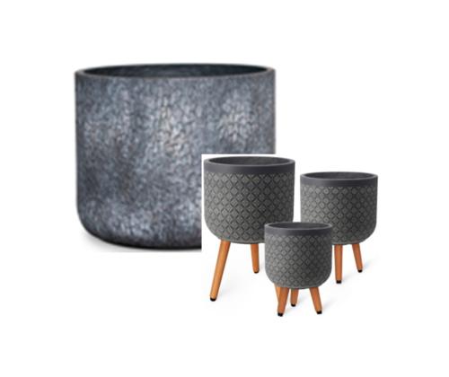 Lillepott EDEN D27xH22cm, jalgadel, tumehall