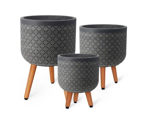 Lillepott PAO D24xH29.5cm, jalgadel, tumehall