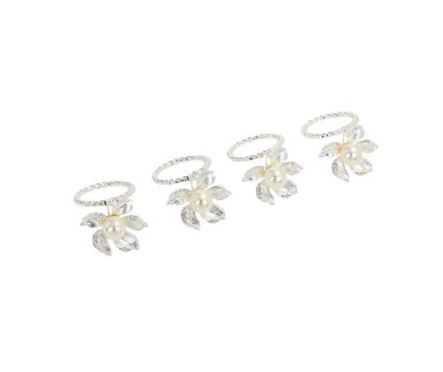 Salvrätiku rõngad GLAMOR 4tk, pärl/lill