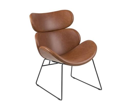 Tugitool CAZAR 69x80xH90,5cm, iste ja seljatugi: kunstnahk, värvus: brändi, raam: must metall