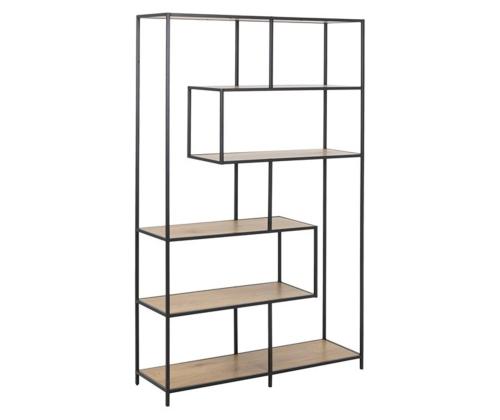 Riiul SEAFORD 114x35xH185cm, tamm, mööbliplaat, metall