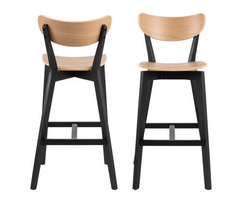 Baaritool ROXBY naturaalne/must, 45x49xH105cm, tammespoon, puit