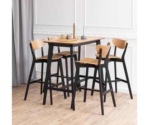 Baaritool ROXBY naturaalne/must, 45x49xH105cm, tammespoon, puit