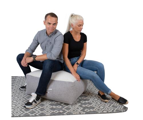 Tumba LAMB BAG, 80x80cm, h30cm, valge/helehall, 100% polüester, kangas-323/321