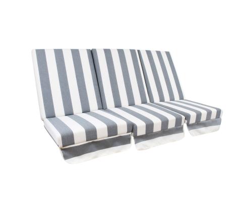 Kiigepadjad MONTREAL 114x52x9cm/3tk, must-valge triibuline, 100% polüester