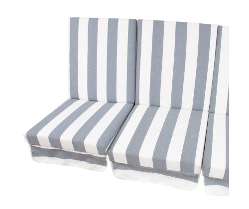 Kiigepadjad MONTREAL 114x52x9cm/3tk, must-valge triibuline, 100% polüester