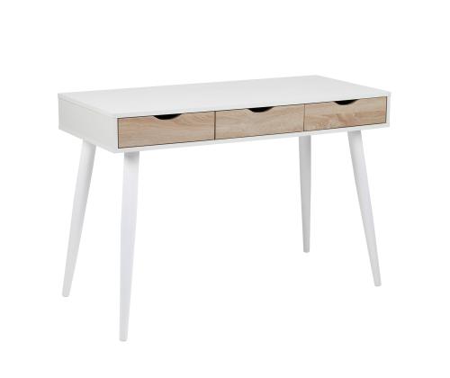 Kirjutuslaud NEPTUN 110x50xH77cm, valge/tamm, melamiinplaat, metall