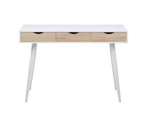 Kirjutuslaud NEPTUN 110x50xH77cm, valge/tamm, melamiinplaat, metall