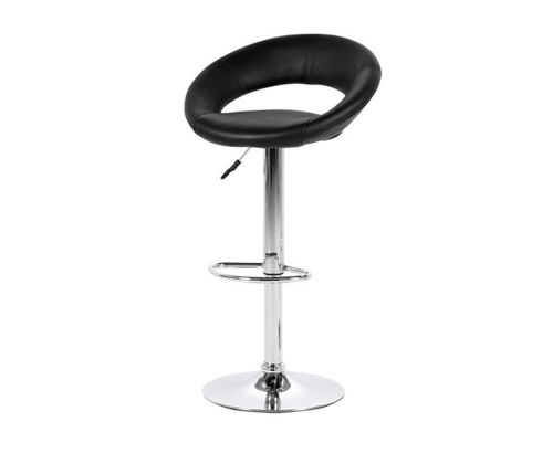 Baaritool PLUMP 56x50xH100cm, must PU, jalg: kroomitud