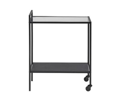 Serveerimislaud SEAFORD 60x30xH75cm, riiulid: läbipaistev/matt must 5mm klaas, raam: must metall