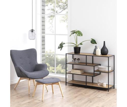 Riiul SEAFORD 114x35xH78cm, tamm, mööbliplaat, metall