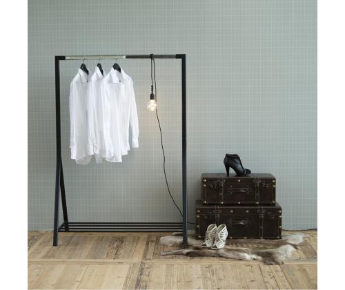 Riiete stange BRENT 117x59xH165cm, jalatsiriiuliga, metall, must/kroom