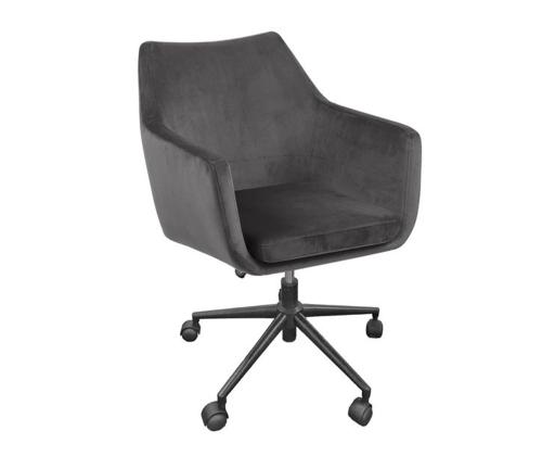 Töötool NORA 58x58xH91cm, tumehall, sametkangas, metall