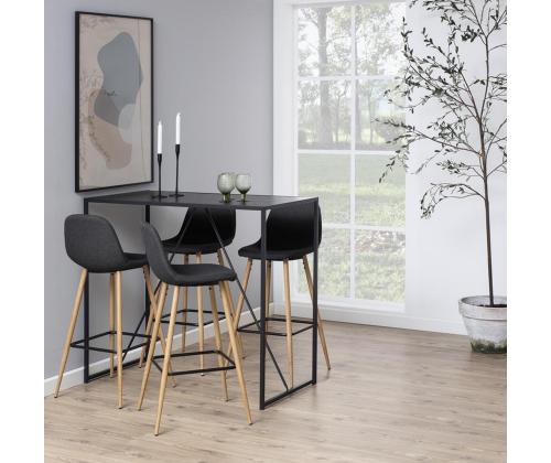 Baarilaud SEAFORD 120x60xH105cm, lauaplaat: must saare melamiin, raam: must metall