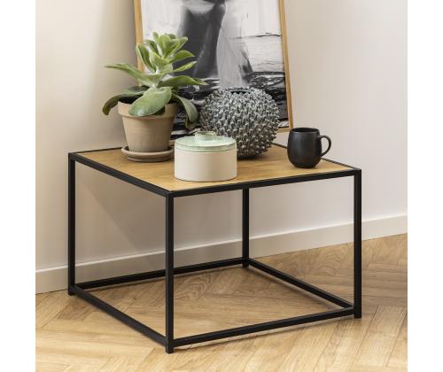 Diivanilaud SEAFORD 60x60xH40cm, lamineeritud kattega mööbliplaat, värvus: tamm, raam: metall, must