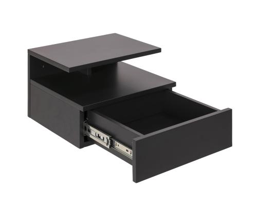 Öökapp ASHLAN 35x32xH22,5cm, riiuli ja sahtliga, seinakinnitusega, materjal: puit, värvus: must, viimistlus: lakitud