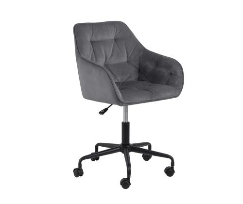 Töötool BROOKE 59x59xH89cm, tumehall samet, 100% polüester, jalg: must metall