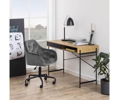 Töötool BROOKE 59x59xH89cm, tumehall samet, 100% polüester, jalg: must metall