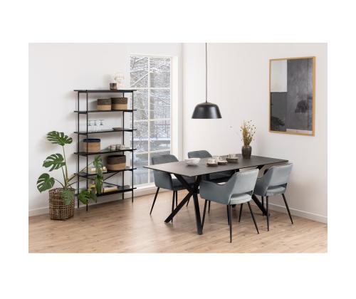 Riiul ANGUS 94x27xH172cm, must, riiulid: must saare melamiin, raam: metall