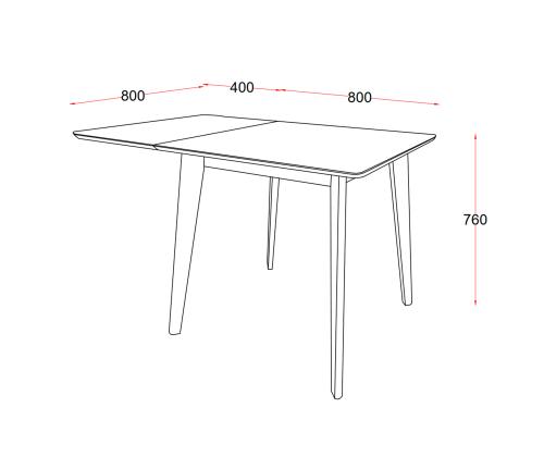 Söögilaud ROXBY, 80/120x80xH76cm, tamm/must, pikendatav, lauaplaat: naturaalse tamme spoon, lakitud, jalad: kummipuu