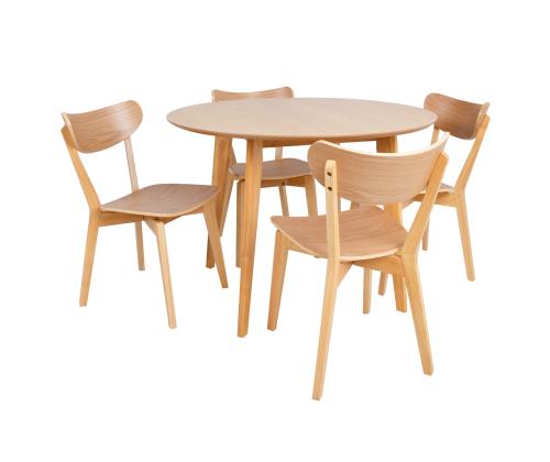 Söögilauakomplekt ROXBY ümar laud D105xH76cm, 4 tooli (AC91520 ), tamm
