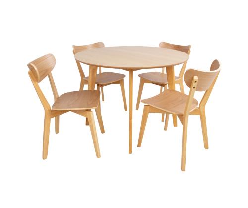 Söögilauakomplekt ROXBY ümar laud D105xH76cm, 4 tooli (AC91520 ), tamm