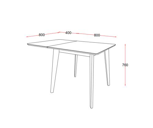 Söögilaud ROXBY, 80/120x80xH76cm, valge, pikendatav, lauaplaat: valgeks värvitud MDF, jalad: kummipuu