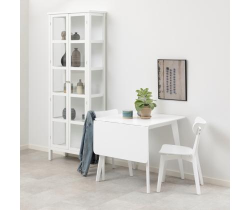 Söögilaud ROXBY, 80/120x80xH76cm, valge, pikendatav, lauaplaat: valgeks värvitud MDF, jalad: kummipuu