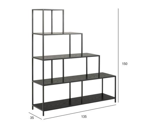 Riiul SEAFORD 135x35xH150cm, must