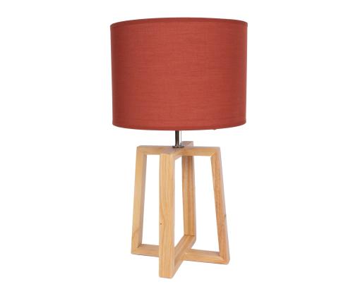 Laualamp WOODEN H44,5cm, kuppel: punane, jalg: naturaalne puit