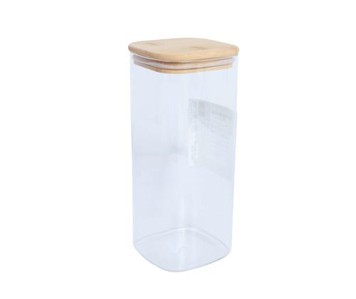 Purk JAR 10x10xH23cm 1900ml  bambusest kaanega, klaas