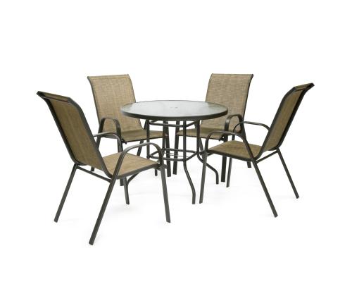 Aiamööblikomplekt DUBLIN laud ja 4 tooli, kuldpruun