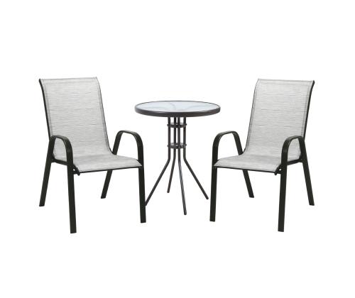 Aiamööblikomplekt DUBLIN laud ja 2 tooli, hõbehall