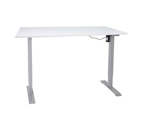 Töölaud ERGO 1-mootoriga 140x80xH71-121cm, hallikasvalge, melamiinplaat