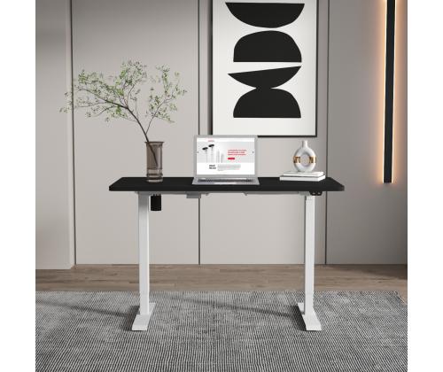 Töölaud ERGO 1-mootoriga 140x80xH71-121cm, must/hall, melamiinplaat