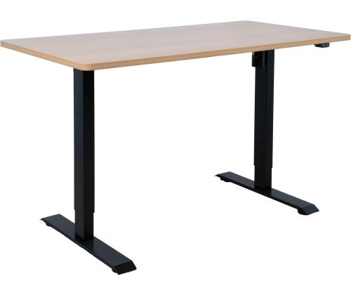 Töölaud ERGO 1-mootoriga 140x70xH71-121cm, vaher/must, melamiinplaat