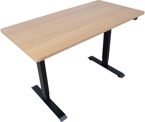 Töölaud ERGO 1-mootoriga 140x70xH71-121cm, vaher/must, melamiinplaat