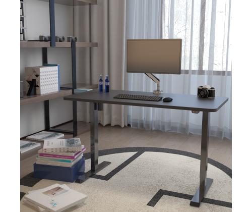 Töölaud ERGO 1-mootoriga 140x80xH71-121cm, must/must, melamiinplaat