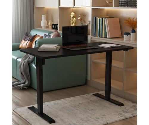 Töölaud ERGO 1-mootoriga 140x80xH71-121cm, must/must, melamiinplaat