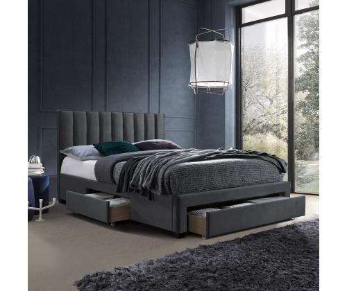 Voodi GRACE 160x200cm, madratsiga HARMONY DUO, tumehall