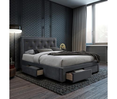 Voodi GLOSSY 160x200cm, madratsiga HARMONY TOP, hall