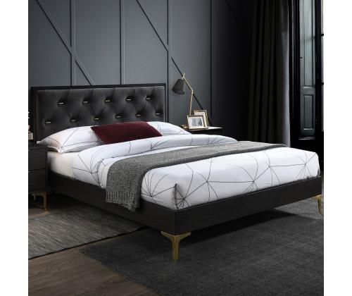 Voodi POEM madratsiga HARMONY DELUX 160x200cm, tumehall