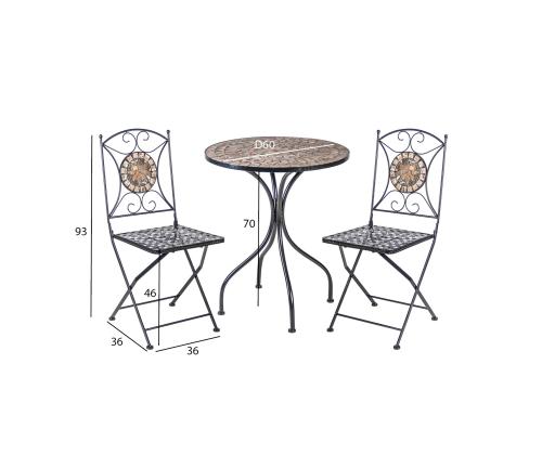 Rõdukomplekt MOSAIC laud ja 2 tooli